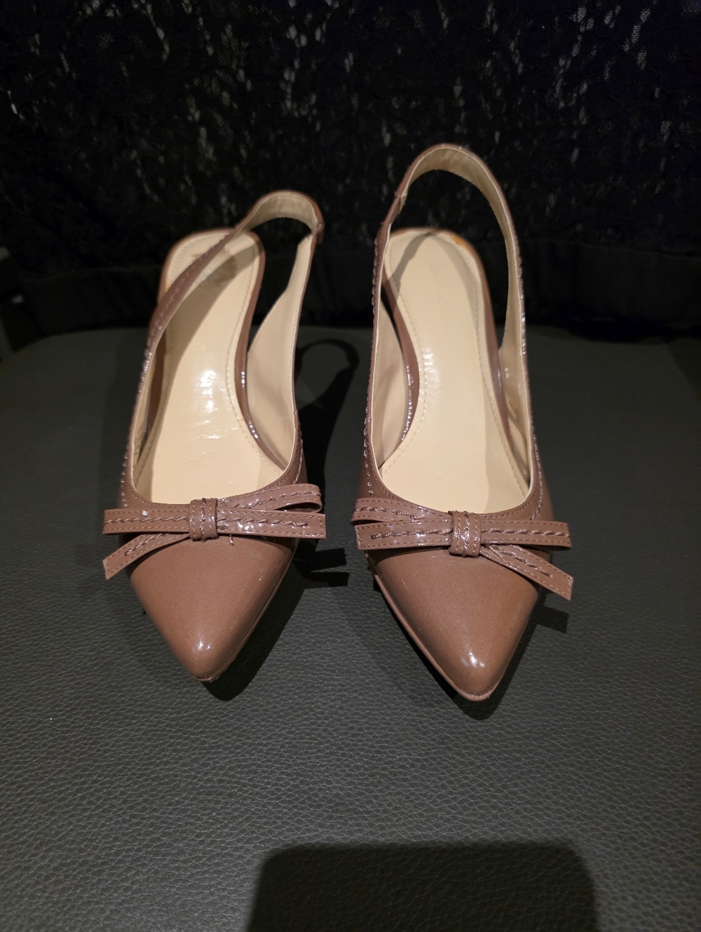 Enzo Angiolini's  Women's Pointed Toe Slingback Pumps in Brown with Bow
